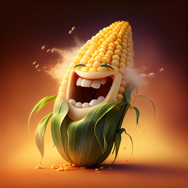 Happy sweet corn cartoon character