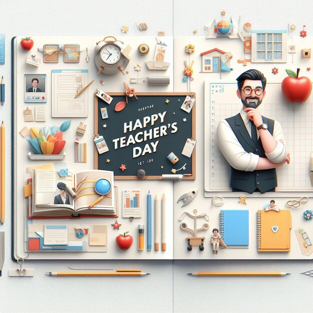 Premium Photo Happy Teacher Day Template Premium Photo Happy Teacher Day Template