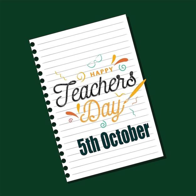 Happy teacher day write on note book