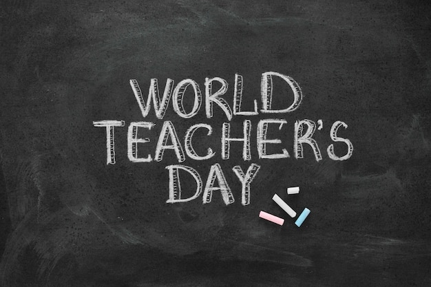 Happy teacher's day concept chalk lettering