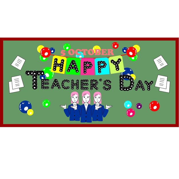 Photo happy teacher's day lettering with global stand open book on pink and white background