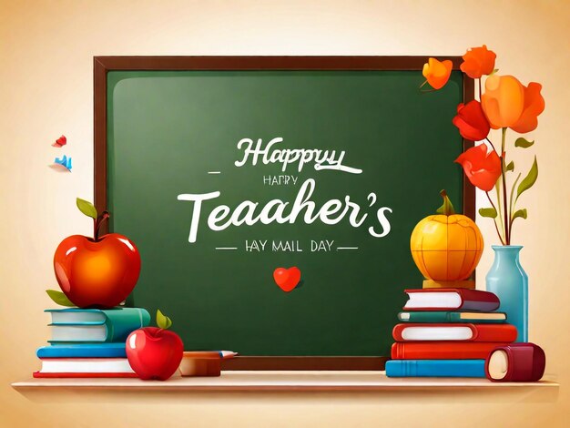 Photo happy teachers day celebration banner with text vector