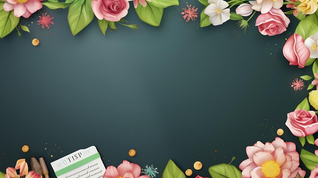 Happy Teachers Day Frame Flowers border background