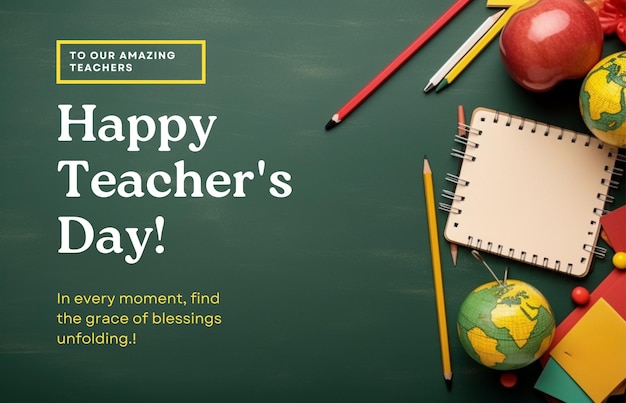 Photo happy teachers day greeting card social media post background made with ai