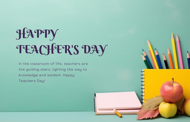 Photo happy teachers day greeting card social media post background made with ai