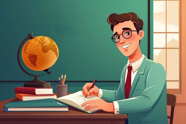 Happy Teachers Dayteacher and students celebrate teachers day vector illustration Generative Ai