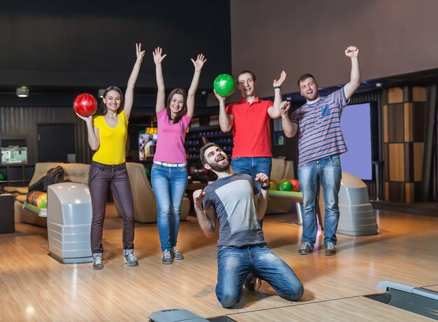 Happy team in bowling