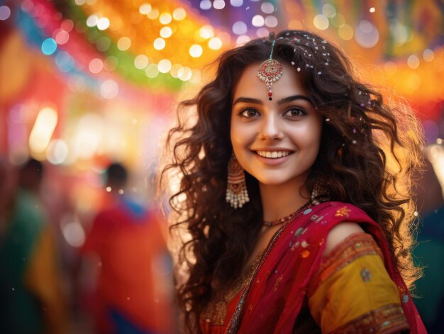 Photo happy teej festival indian colorful woman