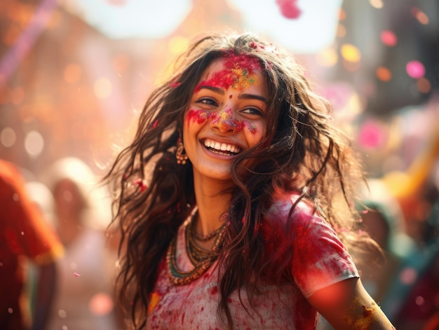 Happy Teej festival indian colorful woman