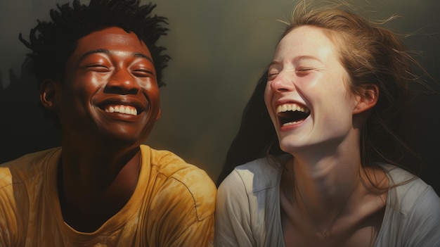 Happy teenagers laughing