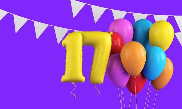 Happy th birthday colorful party balloons and bunting d render