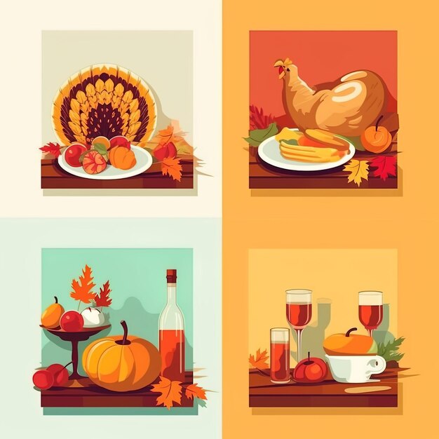 Photo happy thanksgiving art illustration banner design