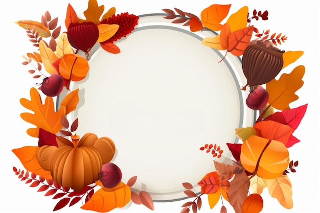 Happy Thanksgiving background Autumn frame composition autumn elements with copy space generative ai