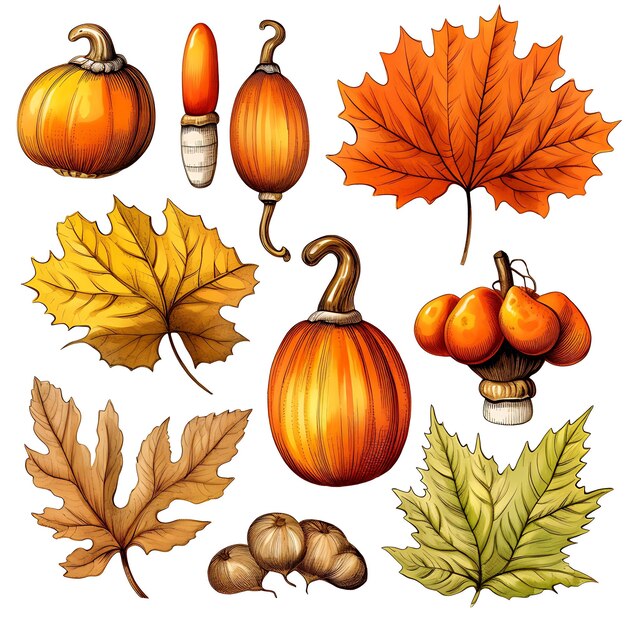 Happy Thanksgiving Day seamless patternFalling autumnThanksgiving cute pumpkins doodle background