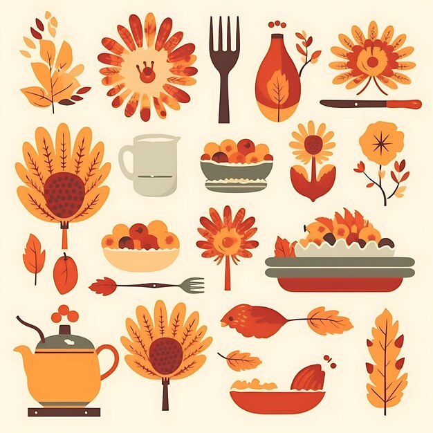 Photo happy thanksgiving day seamless patternfalling autumnthanksgiving cute pumpkins doodle background