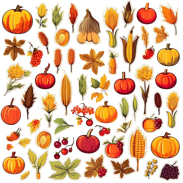 Happy Thanksgiving Day seamless patternFalling autumnThanksgiving cute pumpkins doodle background