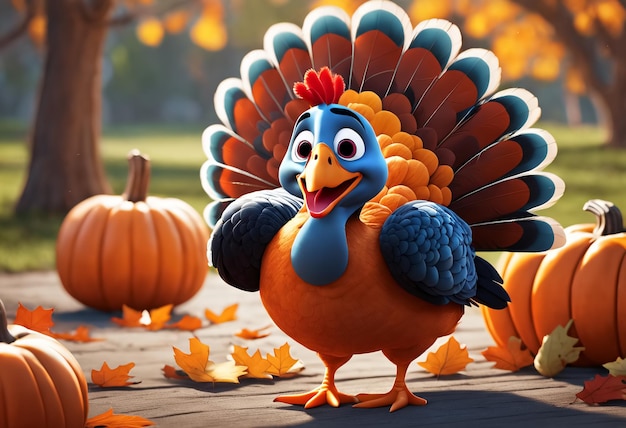 Happy thanksgiving day with a turkey Generative AI