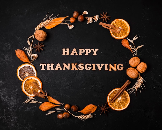 happy thanksgiving with autumn frame