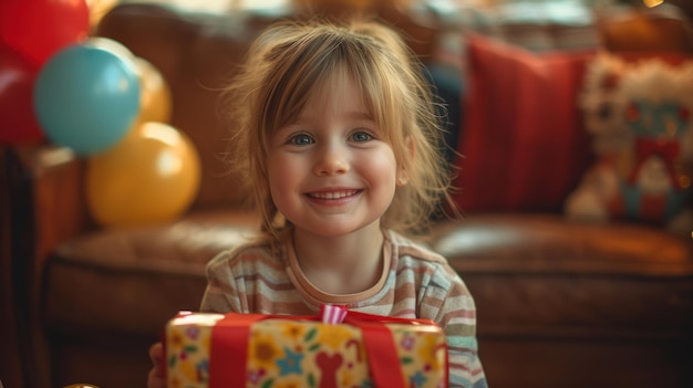 Happy Toddler with a Birthday Present