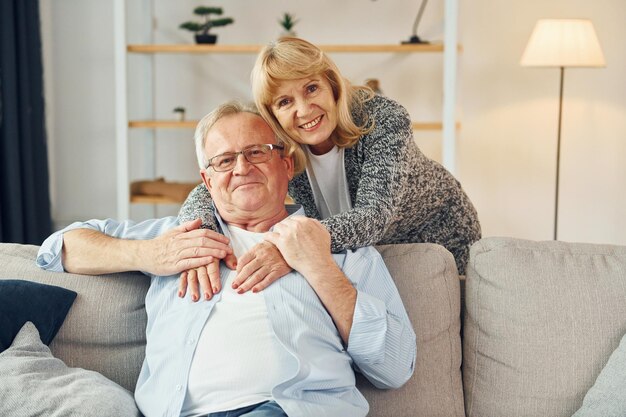 Happy together Senior man and woman is at home