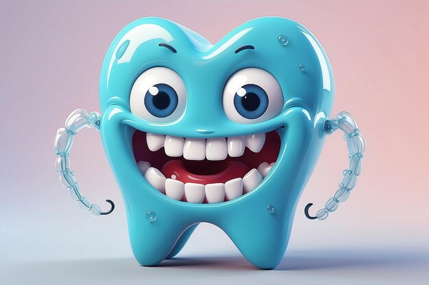 Photo happy tooth cartoon character generative ai