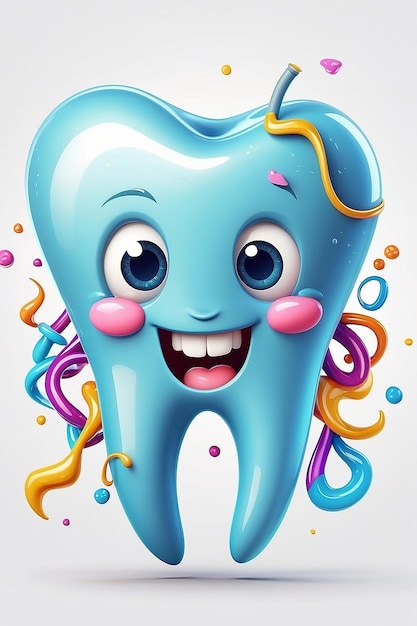 Photo happy tooth cartoon character generative ai