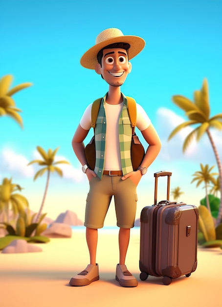 Happy travel man on vacation concept