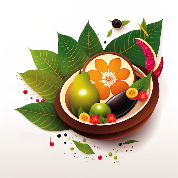 Happy Ugadi Greeting Card Background With Kalash