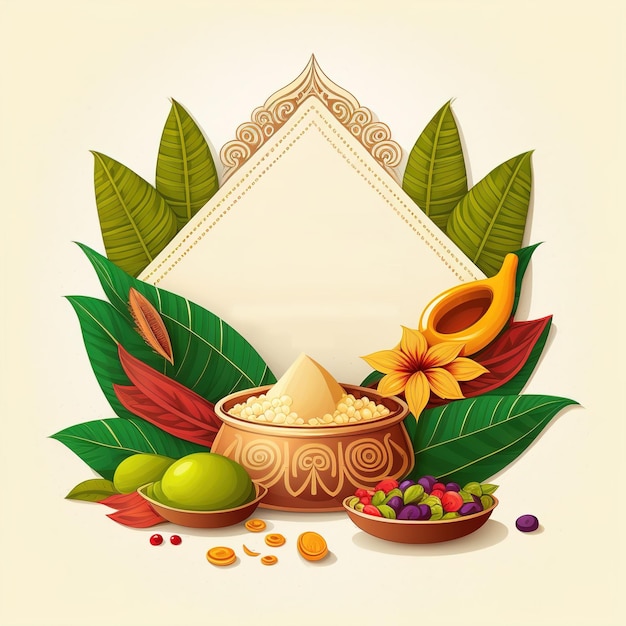 Happy Ugadi Greeting Card Background With Kalash