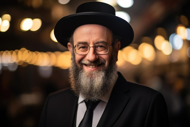 Photo a happy ultraorthodox rabbi