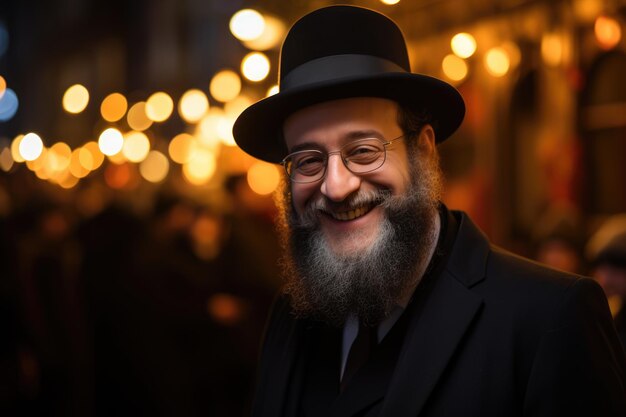 Photo a happy ultraorthodox rabbi