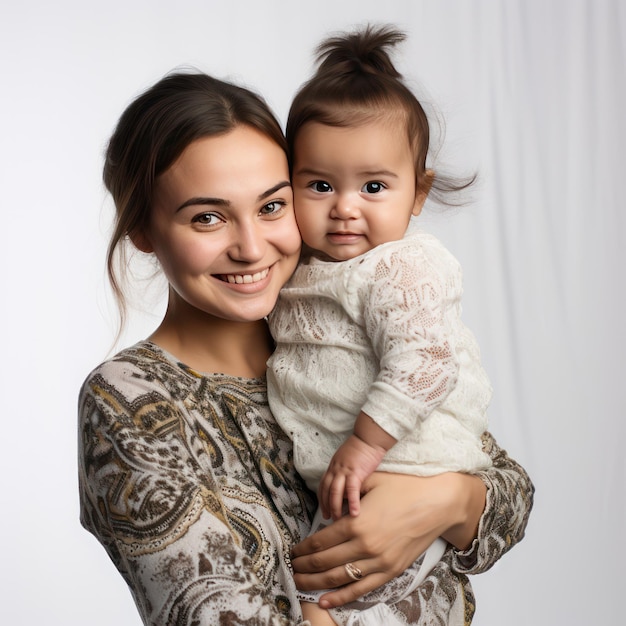 Фото Счастливая узбекская девушка с узбекским ребенком