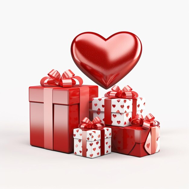 Photo happy valenatine day gift box decoration love red heart