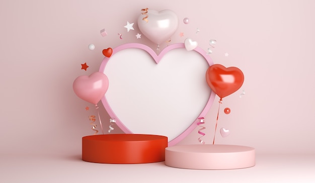 Happy Valentijnsdag decoratie display podium met hartvorm ballon