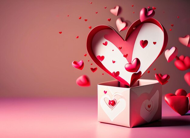 happy Valentin39s day background with opened gift box