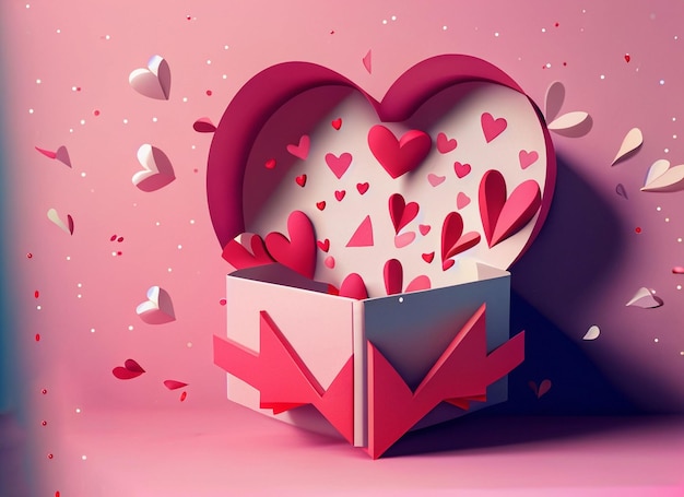 happy Valentin39s day background with opened gift box