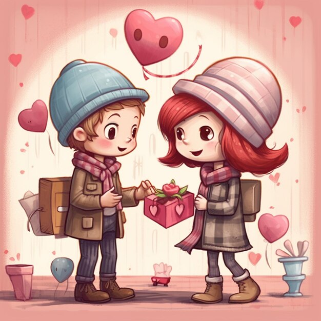 Cute Couple Illustration Valentine Event Anime Stock Illustration  1897354918