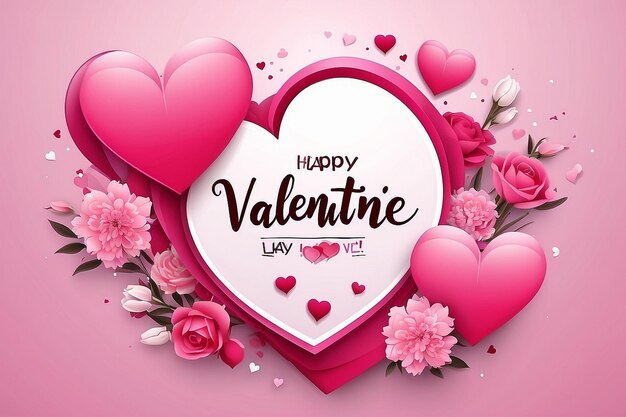 Happy Valentine Day Poster Design in Pink Background Theme Banner for Valentine Day