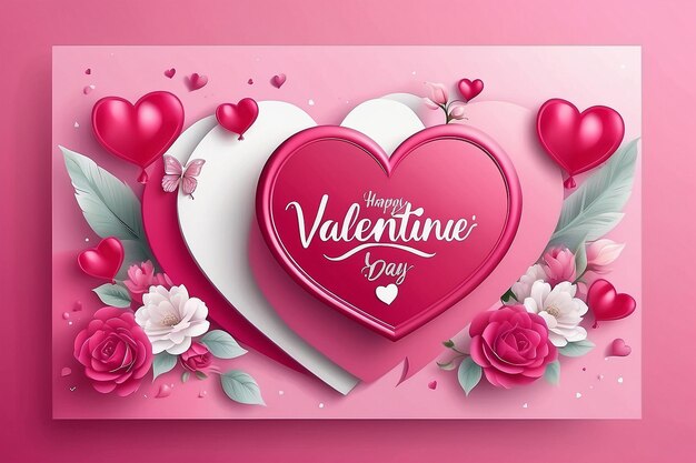 Happy Valentine Day Poster Design in Pink Background Theme Banner for Valentine Day