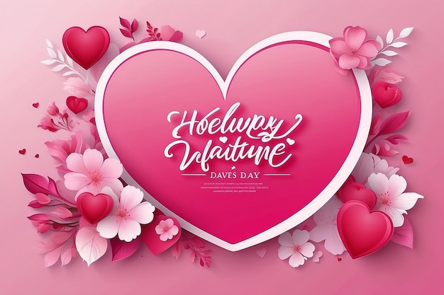 Happy Valentine Day Poster Design in Pink Background Theme Banner for Valentine Day