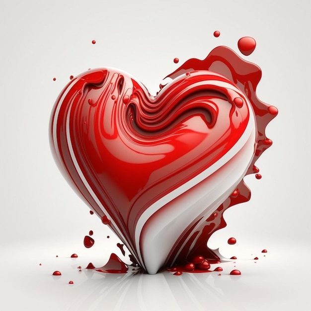 happy valentine day red heart white background