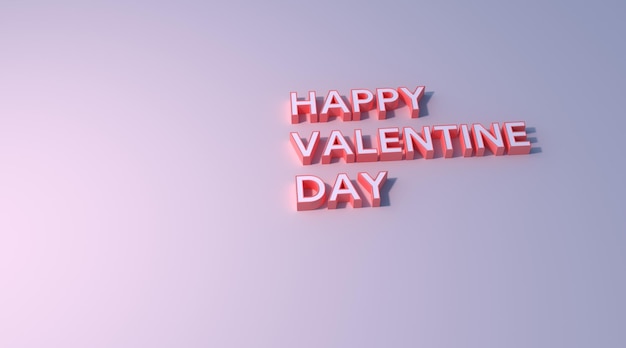 happy valentine day text pink color on gray background 3d illustration rendering . holiday concept 