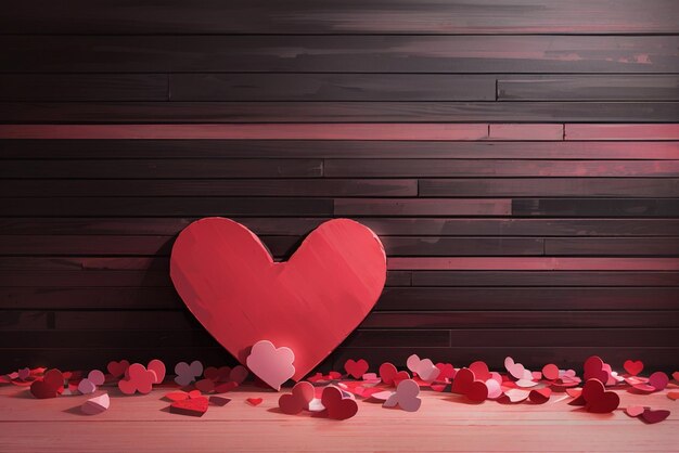 Happy valentine's day beautiful wood and heart shape background