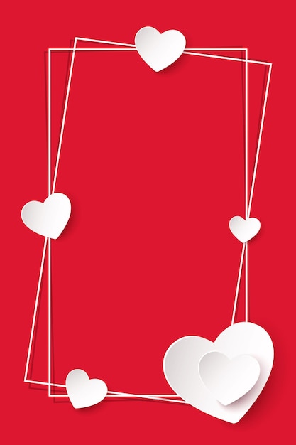 Happy Valentine's Day concept greeting cards with red white gold and pink paper hearts and frame on background Cute love sale banners or poster