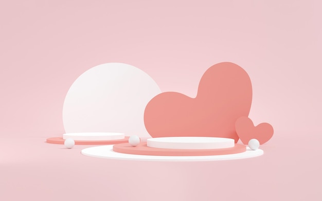 happy valentine's day concept. pink background minimal style for branding product presentation on valentine's day. mock-up scene with empty space.3d illustration