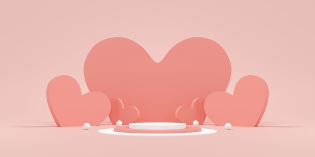 happy valentine's day concept. pink background minimal style for branding product presentation on valentine's day. mock-up scene with empty space.3d illustration