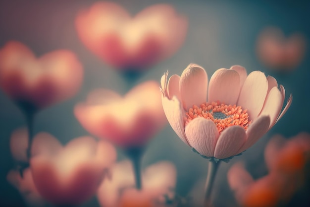 Happy valentine's day fine daisy color tone design Blur and Select focus background