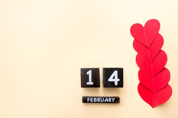 Photo happy valentines day 2021. calendar and red hearts