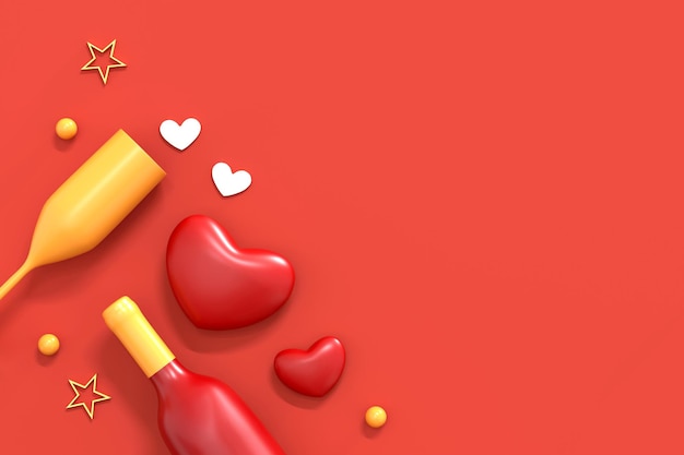 Photo happy valentines day background 3d illustration