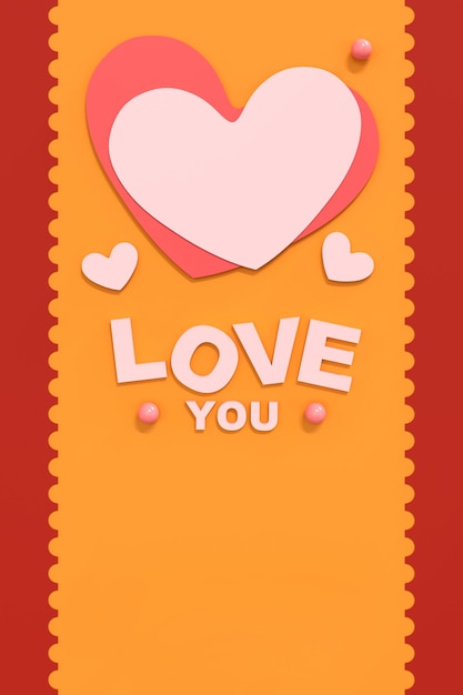 happy valentines day background 3d illustration